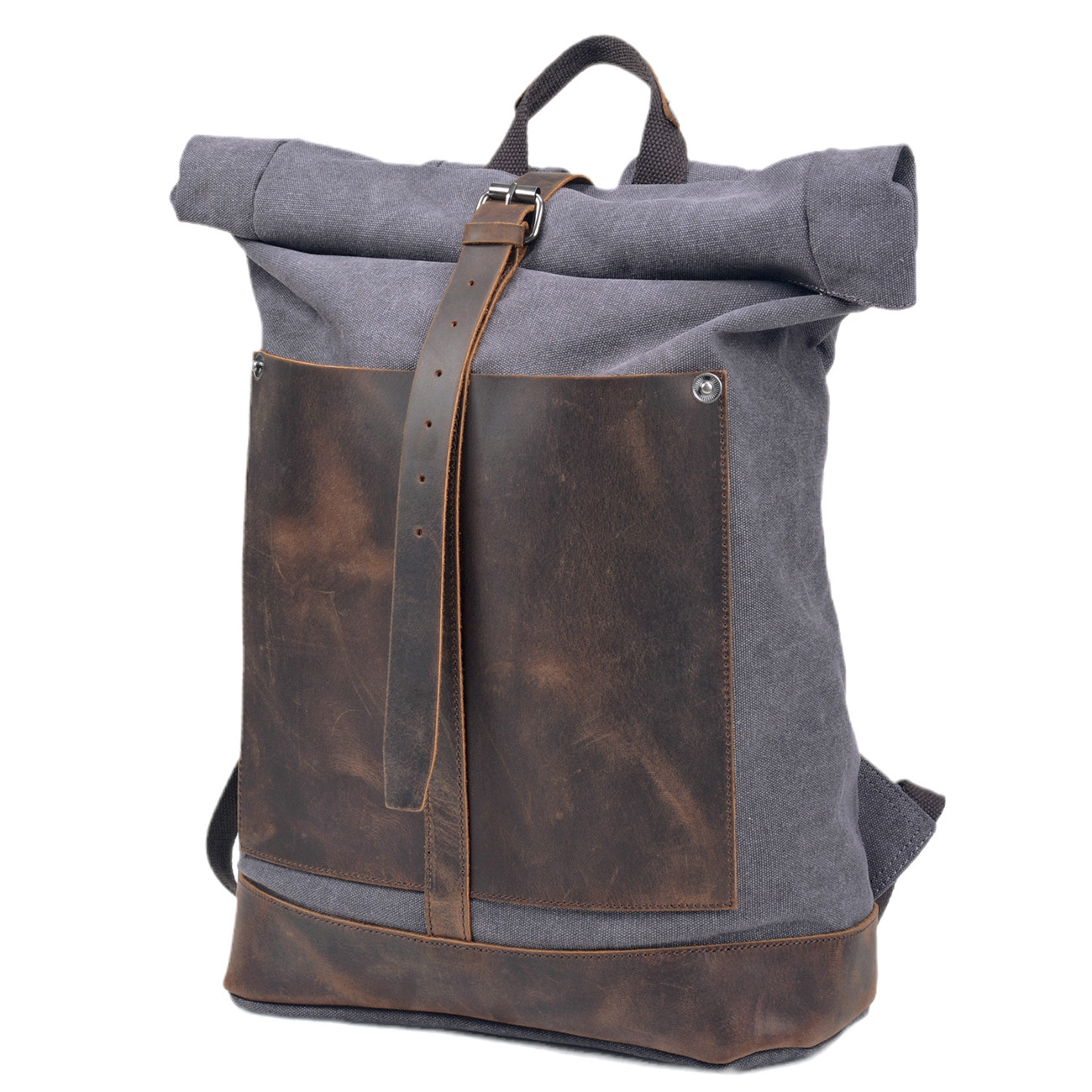 Men’s Waxed‑Canvas Roll‑Top Ru - Leather Work Rucksack Mens recension och pris